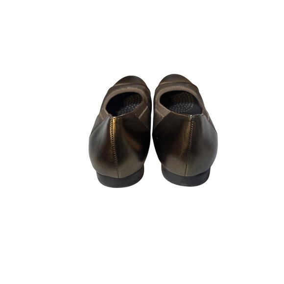 Ros Hommerson Womens Metallic Bronze Leather Ballet Flats Round Toe Size 7 Slip- - Picture 5 of 6